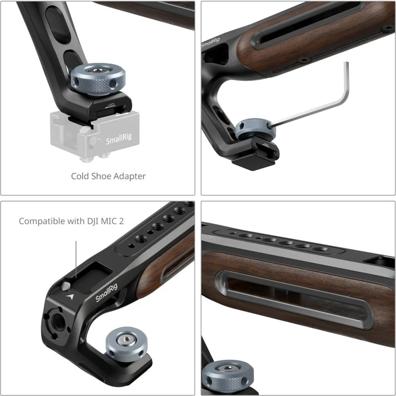 SmallRig 5250 Poignée supérieure en bois avec monture Griffe Froide