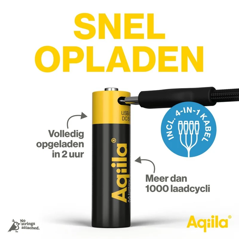 Aqiila AA USB-C Piles rechargeables 1,5 V 2000 mAh Li-Ion (x4)