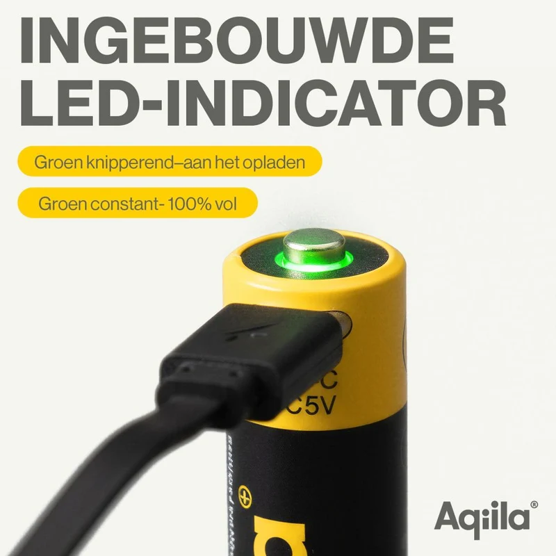 Aqiila 18650 USB-C Batterie Rechargeable 3,7 V 2000 mAh Li-Ion (1x)