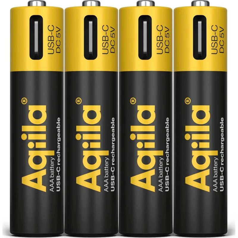 Aqiila AAA USB-C Piles rechargeables 1,5 V 600 mAh Li-Ion (x4)