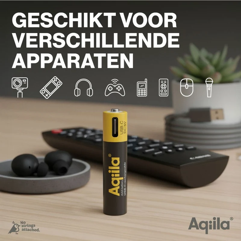 Aqiila AAA USB-C Piles rechargeables 1,5 V 600 mAh Li-Ion (x4)