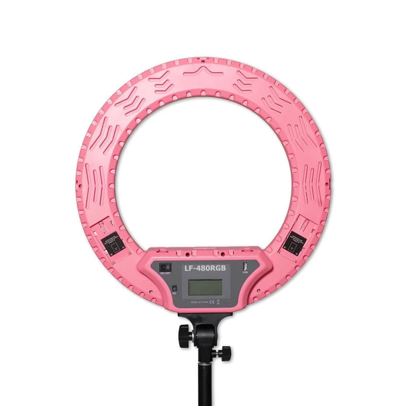Caruba Ensemble Round Vlogger 18 pouces LED PRO avec sac rose