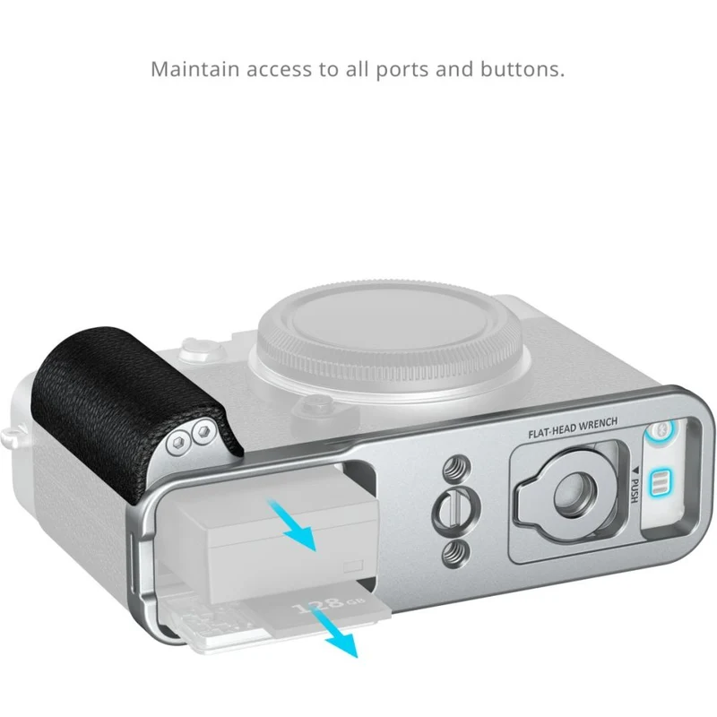 SmallRig 5447 Plaque de Montage en L avec Poignée en Silicone pour Fujifilm X-E5, Argent