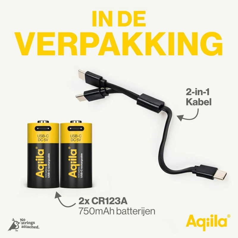 Aqiila CR123A USB-C Batterie Rechargeable 3V 750mAh Li-Ion (2x)