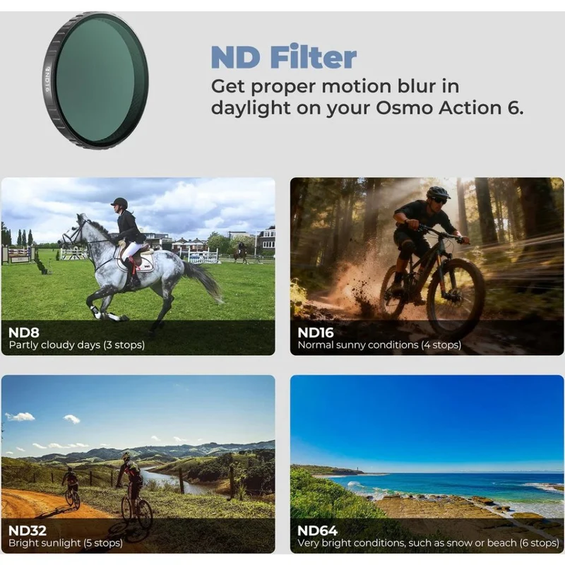 Freewell Filtres pour DJI Osmo Action 6 - Journée standard - Pack de 4