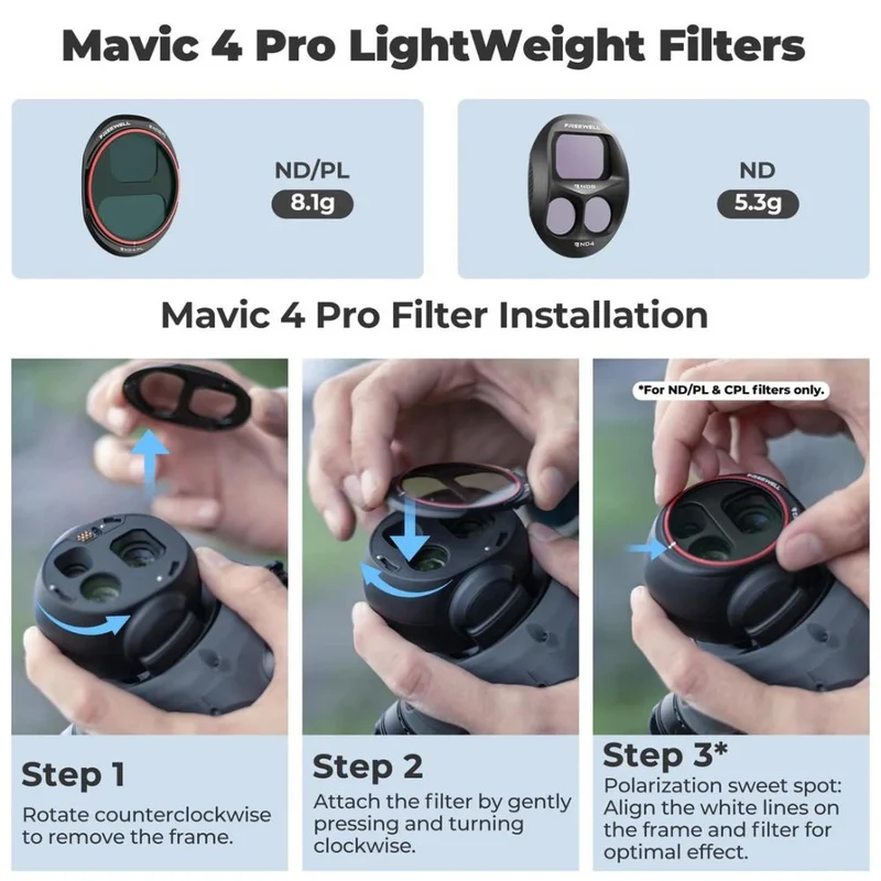 Freewell Filtres pour DJI Mavic 4 Pro (lot de 8)
