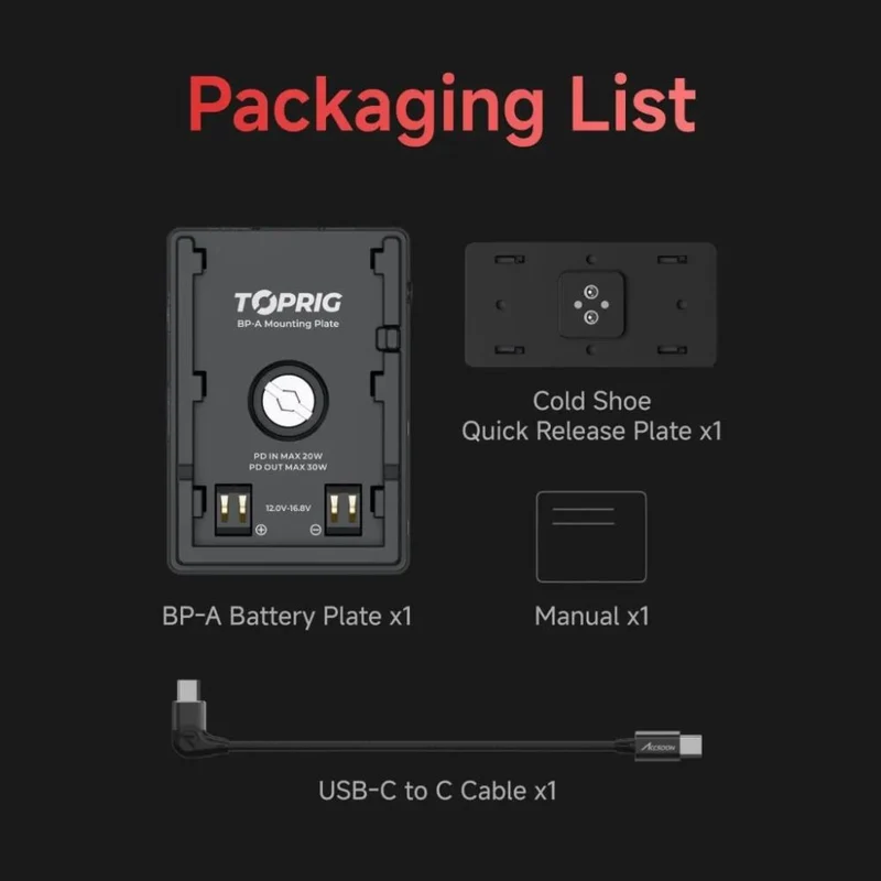 Accsoon TopRig BP-A Plaque de batterie