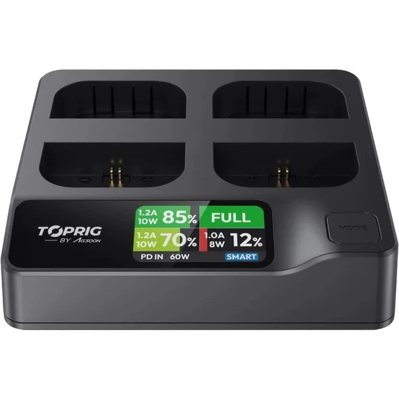 Accsoon TopRig 100W 4-Bay LP-E6 Fast Chargeur (Chargeur Rapide LP-E6 à 4 Baies)