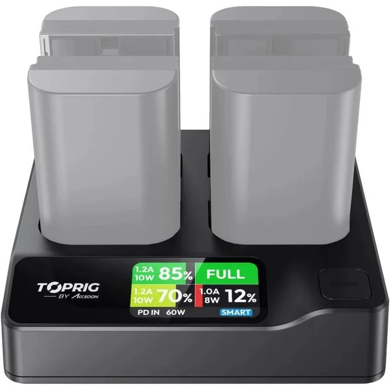 Accsoon TopRig 100W 4-Bay LP-E6 Fast Chargeur (Chargeur Rapide LP-E6 à 4 Baies)
