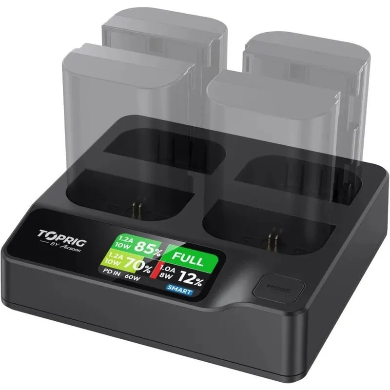 Accsoon TopRig 100W 4-Bay LP-E6 Fast Chargeur (Chargeur Rapide LP-E6 à 4 Baies)