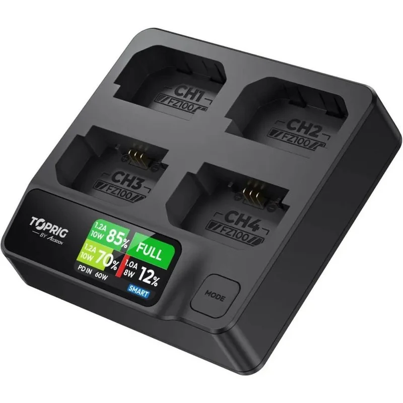 Accsoon TopRig 100W 4-Bay NP-FZ100 Fast Chargeur (Chargeur Rapide)