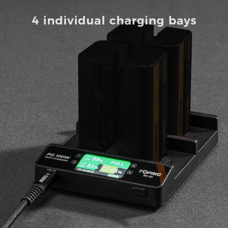 Accsoon TopRig 100W 4-Bay NP-F Fast Chargeur