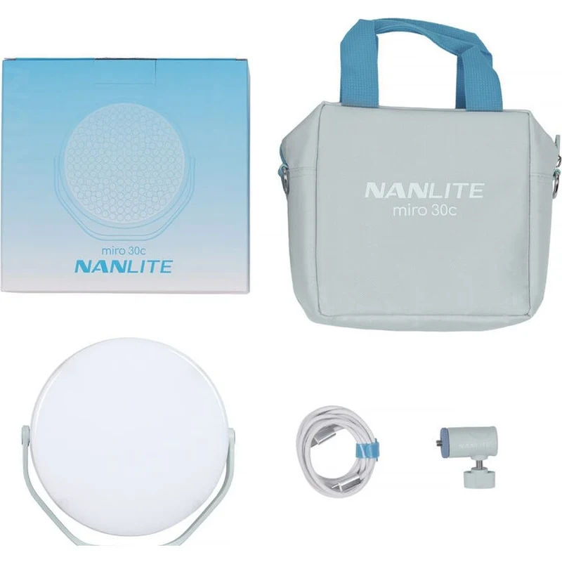 Nanlite Miro 30c Panneau lumineux rond LED multicolore (bleu menthe)