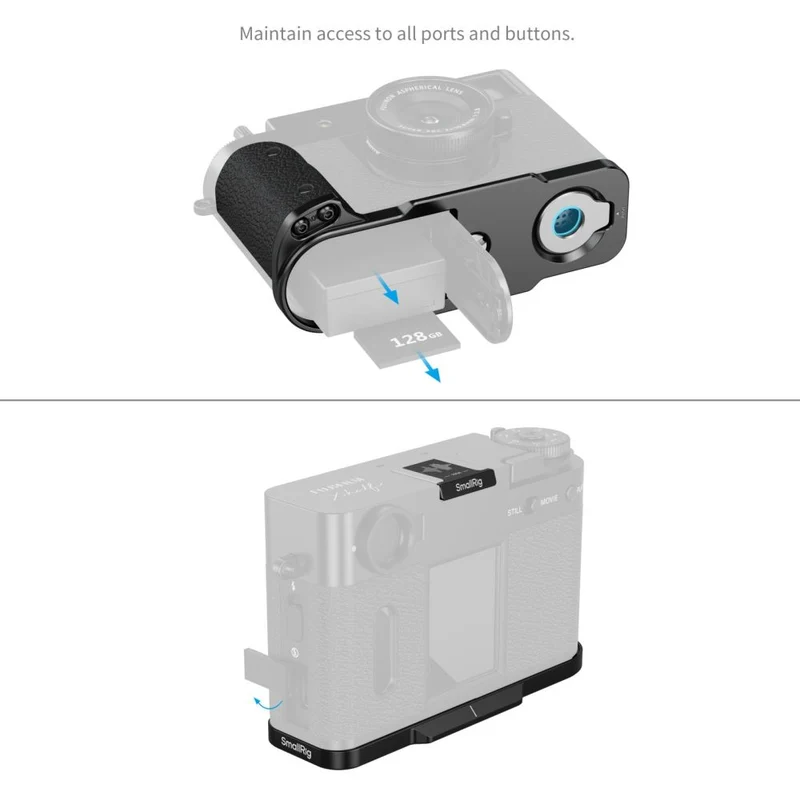 SmallRig 5332 Plaque de Montage en L avec Poignée en Silicone pour FUJIFILM X Half, Noir