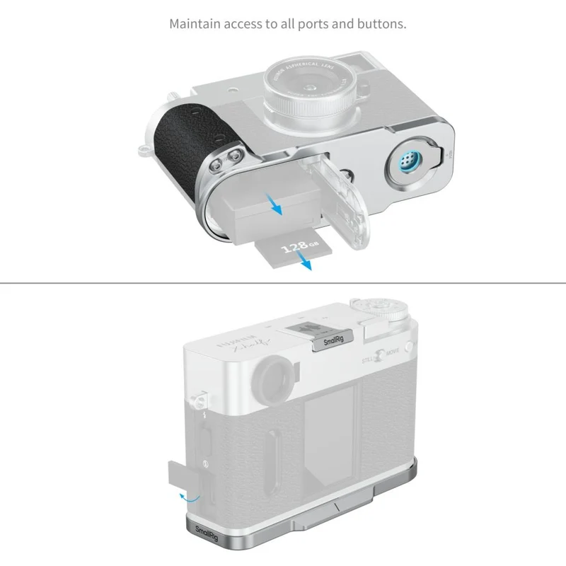 SmallRig 5216 Plaque de Montage en L avec Poignée en Silicone pour FUJIFILM X Half, Argent