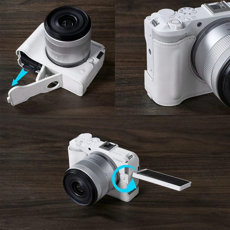 SmallRig 5431 Kit de demi-étui en cuir pour Canon EOS R50 V (blanc)