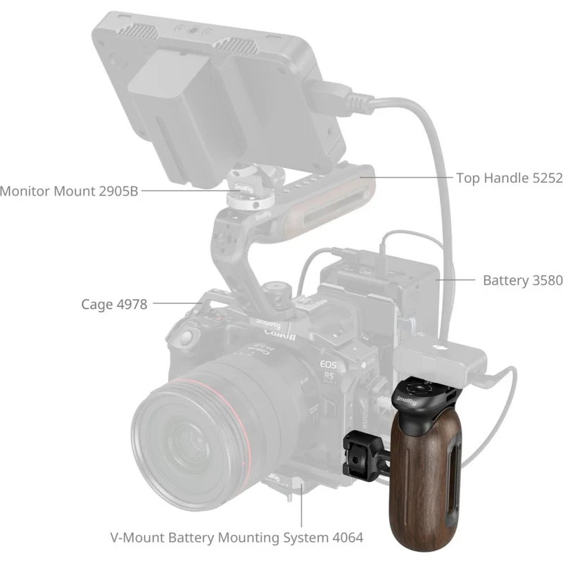 SmallRig 5238 Poignée latérale en bois avec vis de positionnement ARRI 1/4"-20 & 3/8"-16