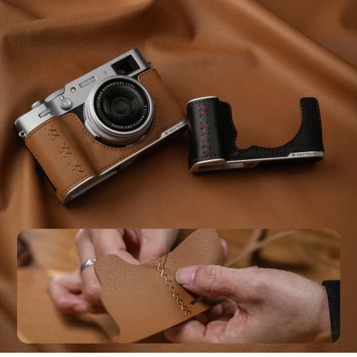 PGYTECH Cuir Appareil Photo Étui pour Fujifilm X-M5 – Clay Marron