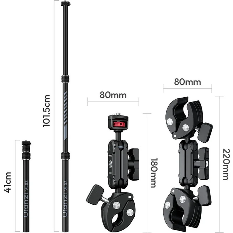 Ulanzi VL03 Support invisible pour perche à selfie pour moto